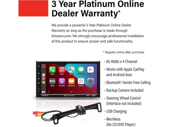 7-Inch Touchscreen Double DIN Car Stereo System with Apple CarPlay and Android Auto — Car Infotainment System, BOSS AUDIO SYSTEMS