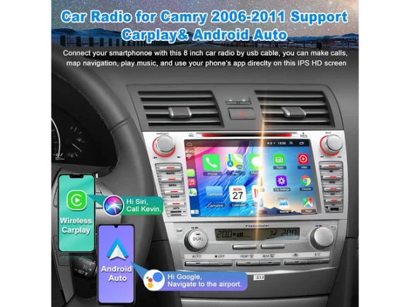 8-Inch Car Radio / Head Unit for Toyota Camry, 2006–2011 — Car Infotainment System, Trisvision