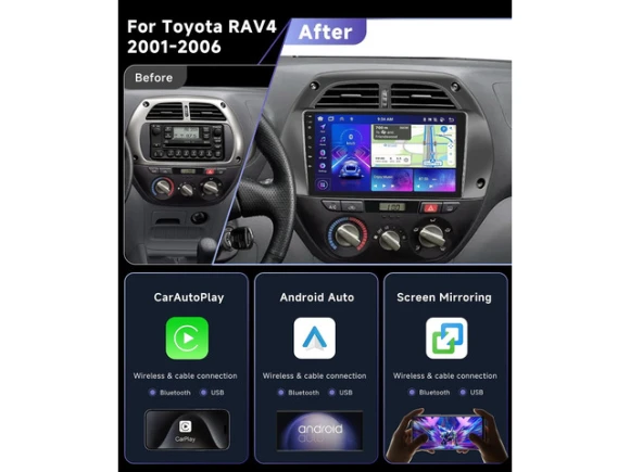9-inch Car Stereo Radio for Toyota RAV4 (2001–2006) — Car Infotainment System, Trisvision