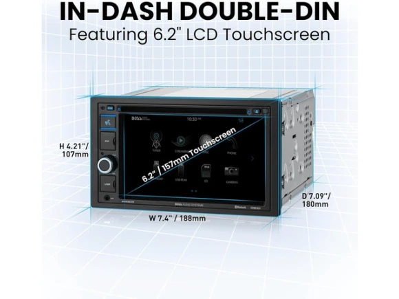 Double-DIN Car Stereo with 6.2-Inch Touchscreen — Car Infotainment System, BOSS AUDIO SYSTEMS