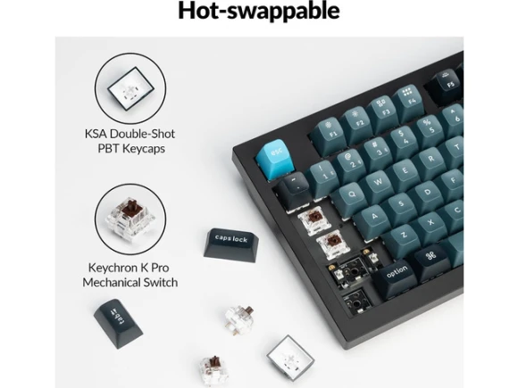 Mechanical Keyboard, 96% Layout, Black — Bluetooth Keyboard, Keychron