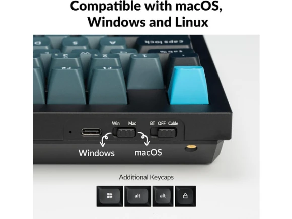 Mechanical Keyboard, 96% Layout, Black — Bluetooth Keyboard, Keychron