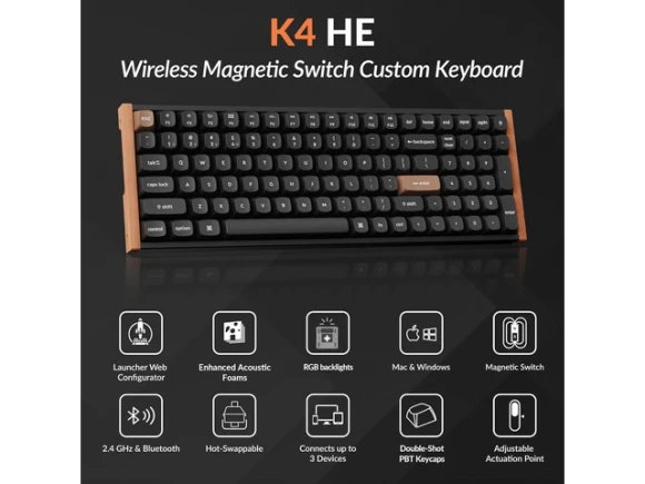 96% Compact Keyboard with Number Pad, Hall Effect Magnetic Switches and Custom RGB — Bluetooth Keyboard, Keychron