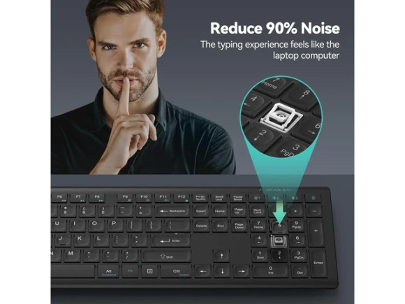 Full-Size Ultra-Slim Wireless Keyboard — Bluetooth Keyboard, TECKNET