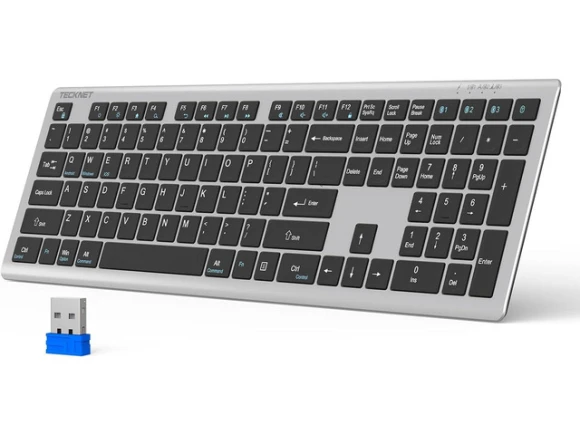 Rechargeable Full-Size Wireless Keyboard — Bluetooth Keyboard, TECKNET