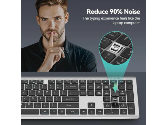 Rechargeable Full-Size Wireless Keyboard — Bluetooth Keyboard, TECKNET