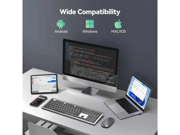 Rechargeable Full-Size Wireless Keyboard — Bluetooth Keyboard, TECKNET