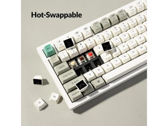 White Full-Size Custom Mechanical Keyboard — Bluetooth Keyboard, Keychron