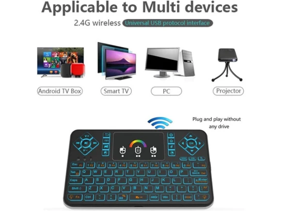 Wireless Keyboard with Touchpad and Colorful Backlighting — Bluetooth Keyboard, Trisvision