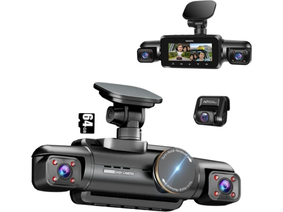 4-Channel Dash Camera with 5GHz Wi-Fi, GPS and 64GB SD Card — Dash Cam, SUNIVISION