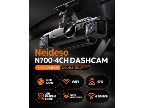 4-Channel Dash Camera with 5GHz Wi-Fi, GPS and 64GB SD Card — Dash Cam, SUNIVISION