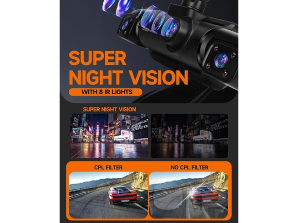 4-Channel Dash Camera with 5GHz Wi-Fi, GPS and 64GB SD Card — Dash Cam, SUNIVISION