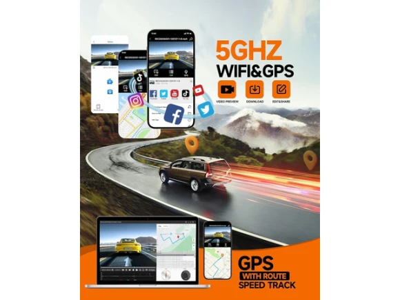 4-Channel Dash Camera with 5GHz Wi-Fi, GPS and 64GB SD Card — Dash Cam, SUNIVISION