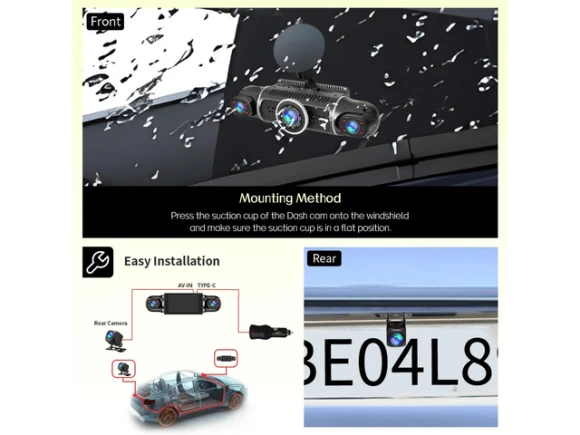 4-Channel Dash Camera with 64GB Card — Dash Cam, SUNIVISION