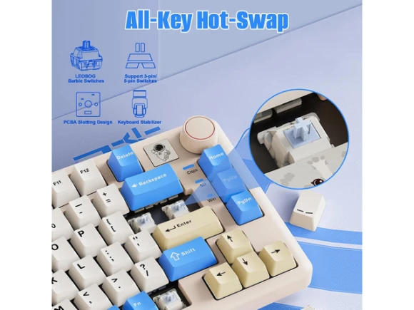 75% Alice Ergonomic Keyboard — Bluetooth Keyboard, LEOBOG