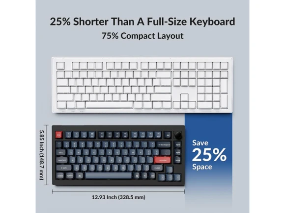 75% Custom Mechanical Keyboard with RGB Lighting — Bluetooth Keyboard, Keychron