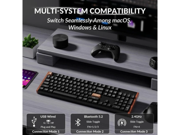 Black Full-Size Keyboard with Magnetic Switches — Bluetooth Keyboard, Keychron