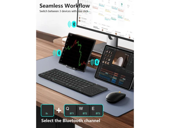 Foldable Bluetooth Keyboard, Black — Bluetooth Keyboard, NILLKIN