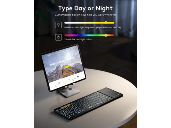 Foldable Bluetooth Keyboard with Touchpad, Full-Size, Black — Bluetooth Keyboard, Samsers