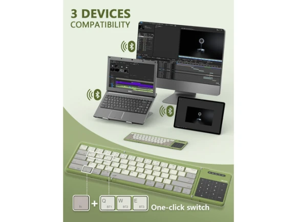 Foldable Wireless Keyboard, Full Size (Small), Green — Bluetooth Keyboard, NILLKIN