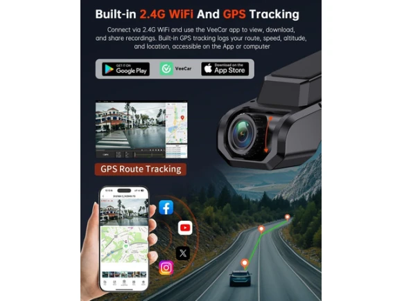 Front and Rear Dash Camera, 4K Ultra HD + 1080P — Dash Cam, SUNIVISION