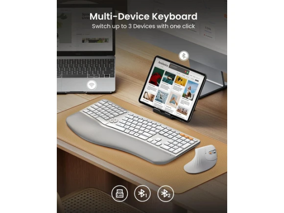 Full-Size Ergonomic Split Keyboard — Bluetooth Keyboard, ProtoArc