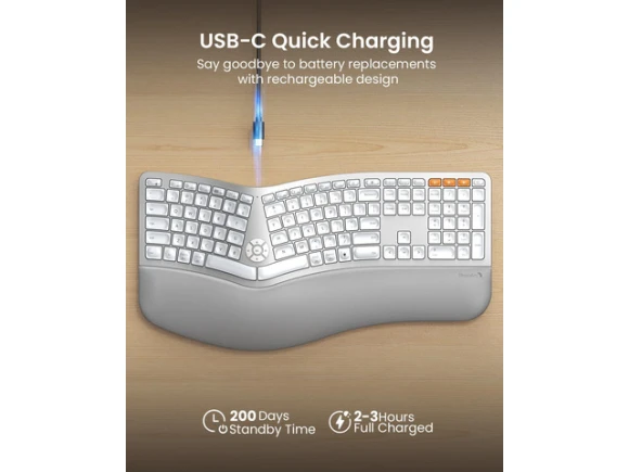 Full-Size Ergonomic Split Keyboard — Bluetooth Keyboard, ProtoArc