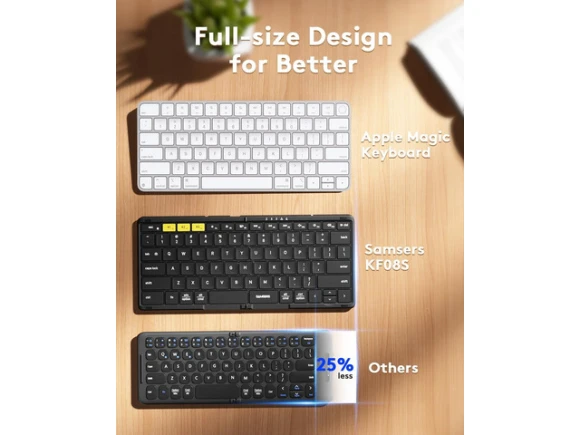 Full-Size Foldable Bluetooth Keyboard with PU Leather Cover — Bluetooth Keyboard, Samsers