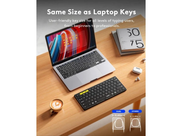 Full-Size Foldable Bluetooth Keyboard with PU Leather Cover — Bluetooth Keyboard, Samsers