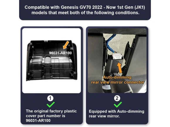 Vehicle Dash Camera with 64GB Card for Genesis GV70 — Dash Cam, Fitcamx