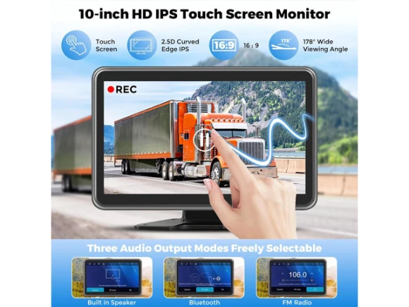 Wired Backup Camera System with 10-Inch Touch Screen Monitor — Backup Camera, SUNIVISION