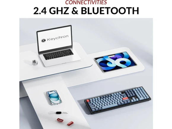 Wireless Custom Mechanical Keyboard, Full-Size — Bluetooth Keyboard, Keychron