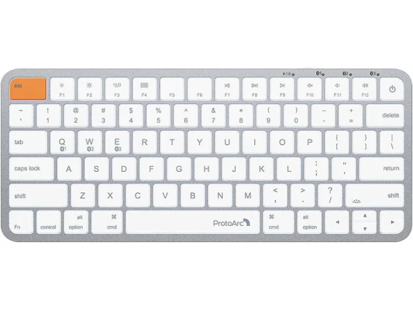 Wireless Keyboard, White Silver — Bluetooth Keyboard, ProtoArc