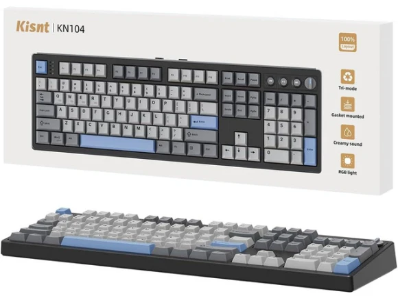 Wireless Mechanical Keyboard, 100% Full Size, 104 Keys, Carbon Black — Bluetooth Keyboard, SUNIVISION