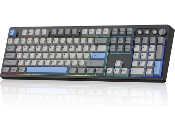 Wireless Mechanical Keyboard, 100% Full Size, 104 Keys, Carbon Black — Bluetooth Keyboard, SUNIVISION