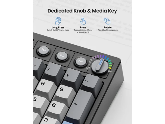 Wireless Mechanical Keyboard, 100% Full Size, 104 Keys, Carbon Black — Bluetooth Keyboard, SUNIVISION