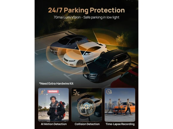 3-Channel Dash Cam with 512GB Card — Dash Cam, 70mai