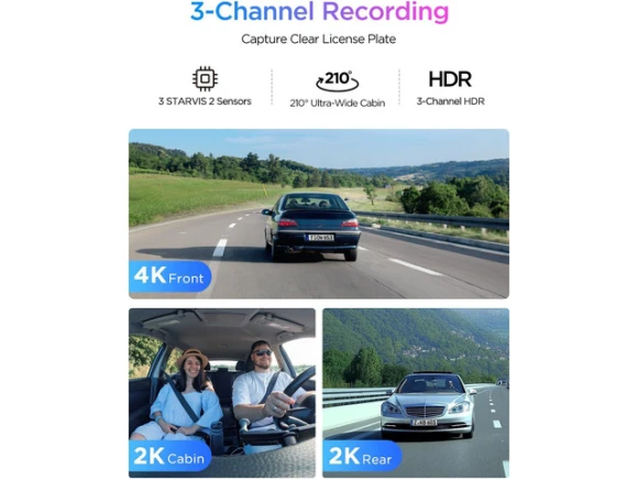 3-Channel Dash Camera — Dash Cam, VIOFO