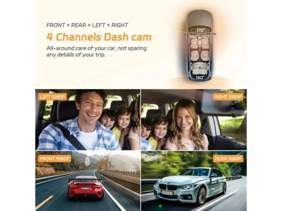 4-Channel Dash Camera with 64GB Card — Dash Cam, SUNIVISION