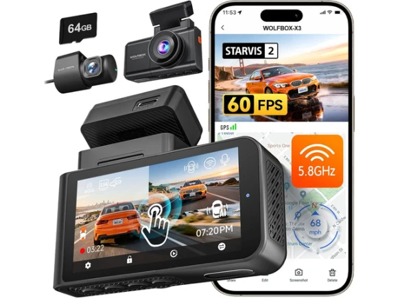Dual front and rear dash camera — Dash Cam, WOLFBOX