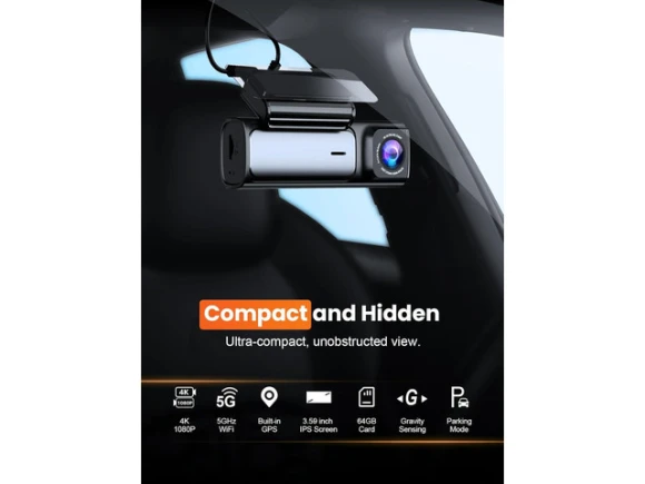 Front-and-rear dash camera with 64GB card — Dash Cam, SUNIVISION