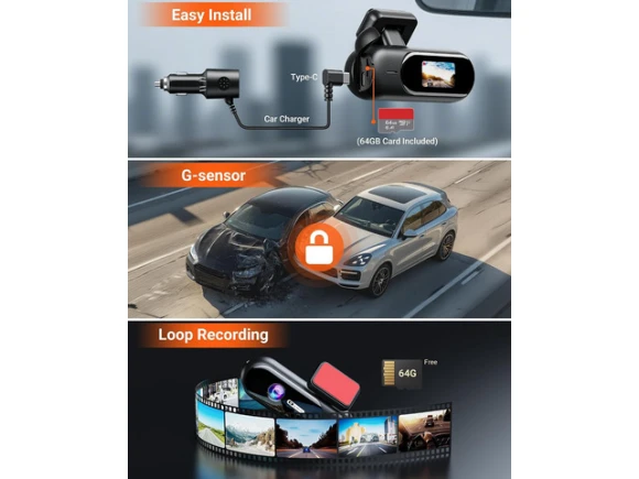 Front Dash Camera with 64GB Card — Dash Cam, SUNIVISION