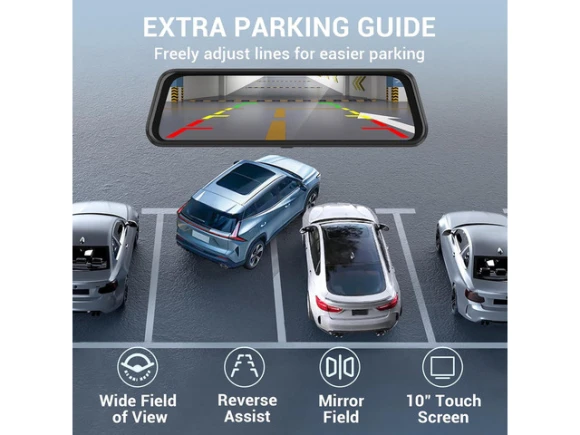 10-inch Mirror Dash Camera with 64GB Card — Dash Cam, Trisvision