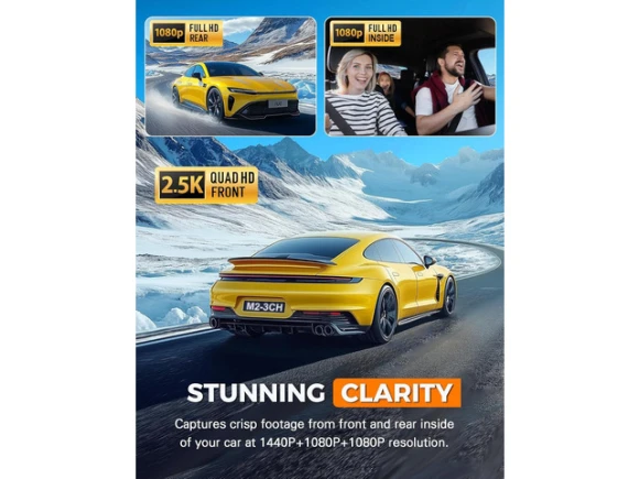 3-Channel Dash Camera with 64GB SD Card — Dash Cam, SUNIVISION