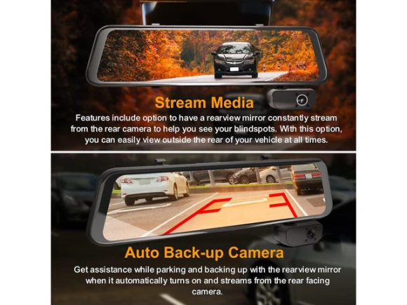 3-Channel Mirror Dash Cam with 1080p Video — Dash Cam, SUNIVISION
