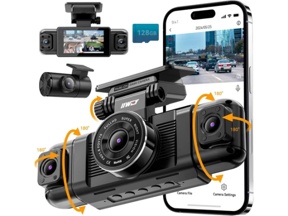 4-channel dash cam with 128GB SD card — Dash Cam, IIWEY