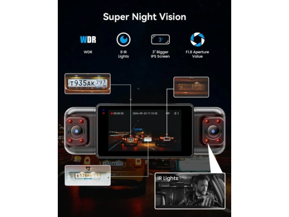 4-channel dash cam with 128GB SD card — Dash Cam, IIWEY