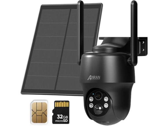 Cellular Solar Security Camera, Black — Security Camera, ANRAN
