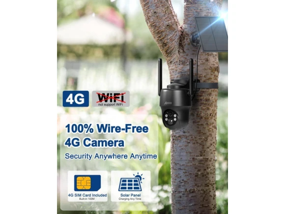 Cellular Solar Security Camera, Black — Security Camera, ANRAN