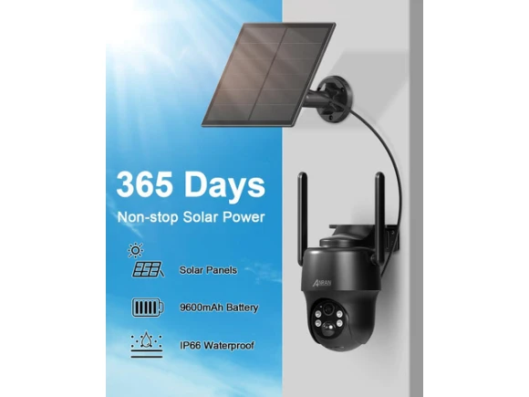 Cellular Solar Security Camera, Black — Security Camera, ANRAN